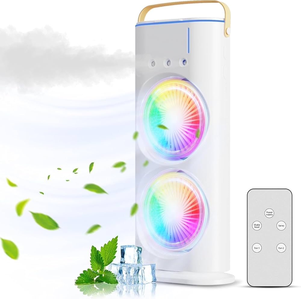 GADSTRONG Mini Air Cooler with Mist & LED ❄️💡 | Portable Cooling Fan